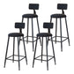 Industrial Armless Backrest Counter Stool Iron Cafe Bar Stool with Velvet Cushion Black 4 Piece Set Bar Stool(30"H) Clearhalo 'Bar Furniture' 'Bar Stools' 'bar_stools' 'furn' 'furn_bar_stools' 'Furniture' 'furniture_bar_stools' 'Kitchen & Dining Furniture' 4939605