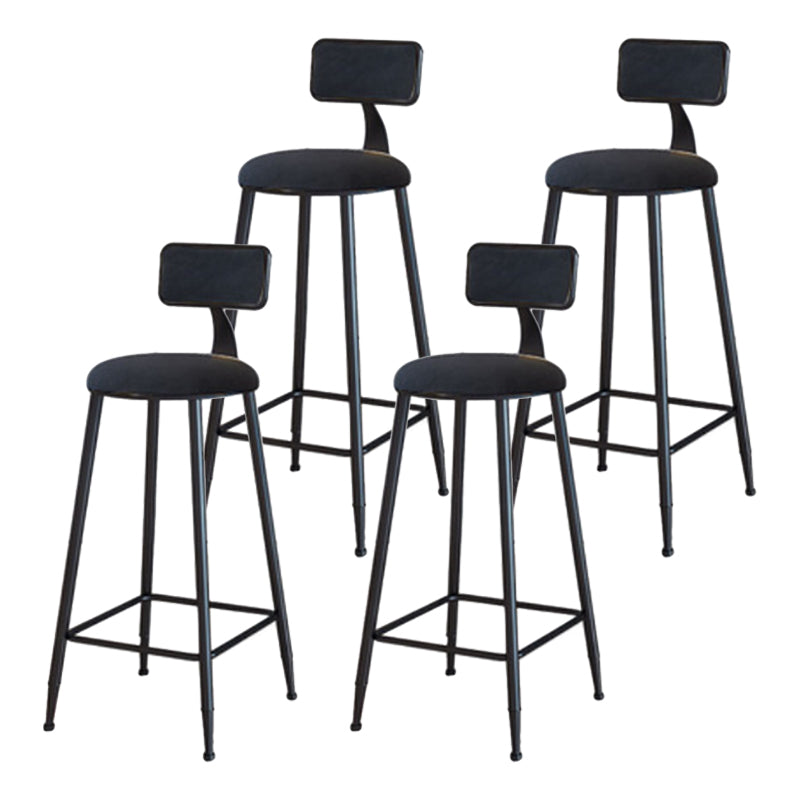 Industrial Armless Backrest Counter Stool Iron Cafe Bar Stool with Velvet Cushion Black 4 Piece Set Bar Stool(30"H) Clearhalo 'Bar Furniture' 'Bar Stools' 'bar_stools' 'furn' 'furn_bar_stools' 'Furniture' 'furniture_bar_stools' 'Kitchen & Dining Furniture' 4939605
