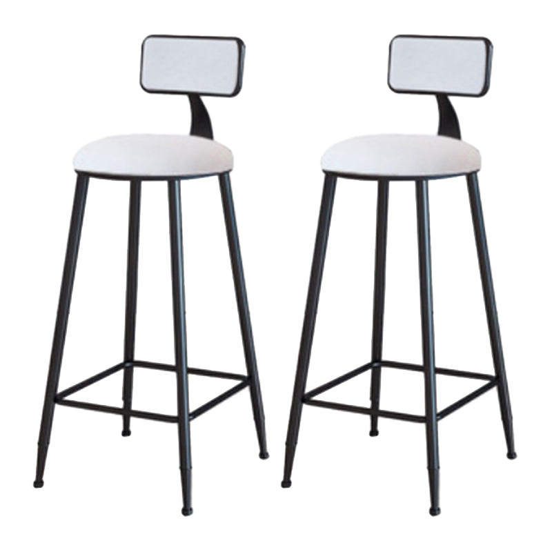 Industrial Armless Backrest Counter Stool Iron Cafe Bar Stool with Velvet Cushion White 2 Piece Set Bar Stool(30"H) Clearhalo 'Bar Furniture' 'Bar Stools' 'bar_stools' 'furn' 'furn_bar_stools' 'Furniture' 'furniture_bar_stools' 'Kitchen & Dining Furniture' 4939607