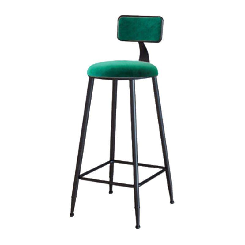 Industrial Armless Backrest Counter Stool Iron Cafe Bar Stool with Velvet Cushion Green 1 Piece Bar Stool(30"H) Clearhalo 'Bar Furniture' 'Bar Stools' 'bar_stools' 'furn' 'furn_bar_stools' 'Furniture' 'furniture_bar_stools' 'Kitchen & Dining Furniture' 4939609