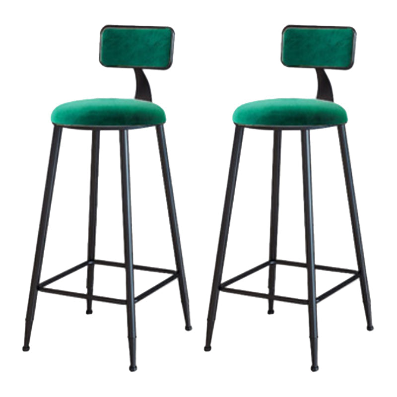 Industrial Armless Backrest Counter Stool Iron Cafe Bar Stool with Velvet Cushion Green 2 Piece Set Bar Stool(30"H) Clearhalo 'Bar Furniture' 'Bar Stools' 'bar_stools' 'furn' 'furn_bar_stools' 'Furniture' 'furniture_bar_stools' 'Kitchen & Dining Furniture' 4939610