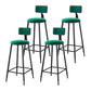 Industrial Armless Backrest Counter Stool Iron Cafe Bar Stool with Velvet Cushion Green 4 Piece Set Bar Stool(30"H) Clearhalo 'Bar Furniture' 'Bar Stools' 'bar_stools' 'furn' 'furn_bar_stools' 'Furniture' 'furniture_bar_stools' 'Kitchen & Dining Furniture' 4939611