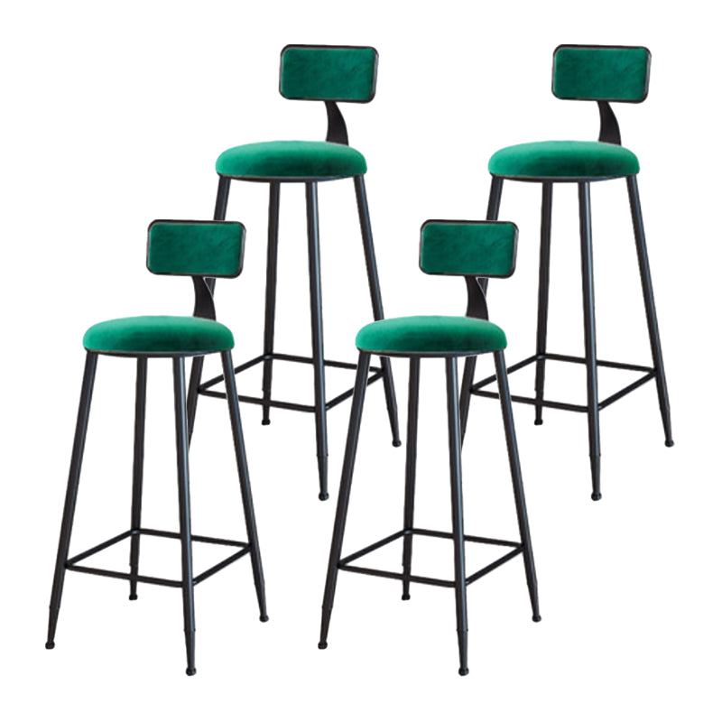 Industrial Armless Backrest Counter Stool Iron Cafe Bar Stool with Velvet Cushion Green 4 Piece Set Bar Stool(30"H) Clearhalo 'Bar Furniture' 'Bar Stools' 'bar_stools' 'furn' 'furn_bar_stools' 'Furniture' 'furniture_bar_stools' 'Kitchen & Dining Furniture' 4939611