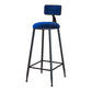 Industrial Armless Backrest Counter Stool Iron Cafe Bar Stool with Velvet Cushion Blue 1 Piece Bar Stool(30"H) Clearhalo 'Bar Furniture' 'Bar Stools' 'bar_stools' 'furn' 'furn_bar_stools' 'Furniture' 'furniture_bar_stools' 'Kitchen & Dining Furniture' 4939612