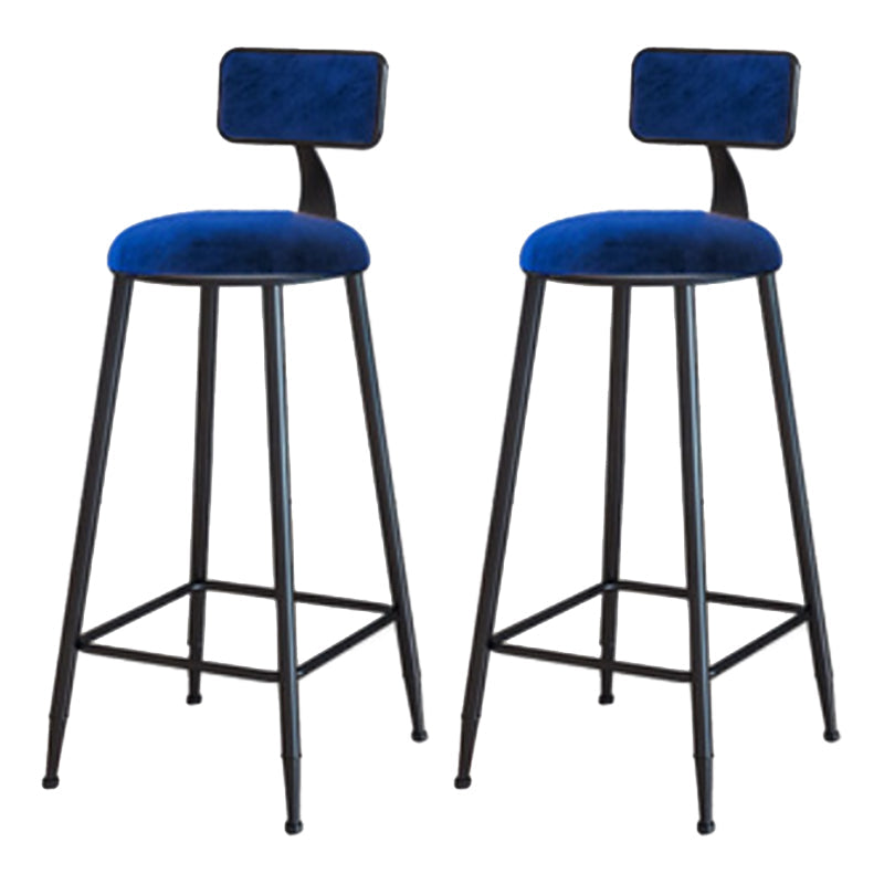 Industrial Armless Backrest Counter Stool Iron Cafe Bar Stool with Velvet Cushion Blue 2 Piece Set Bar Stool(30"H) Clearhalo 'Bar Furniture' 'Bar Stools' 'bar_stools' 'furn' 'furn_bar_stools' 'Furniture' 'furniture_bar_stools' 'Kitchen & Dining Furniture' 4939613