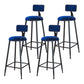 Industrial Armless Backrest Counter Stool Iron Cafe Bar Stool with Velvet Cushion Blue 4 Piece Set Bar Stool(30"H) Clearhalo 'Bar Furniture' 'Bar Stools' 'bar_stools' 'furn' 'furn_bar_stools' 'Furniture' 'furniture_bar_stools' 'Kitchen & Dining Furniture' 4939614