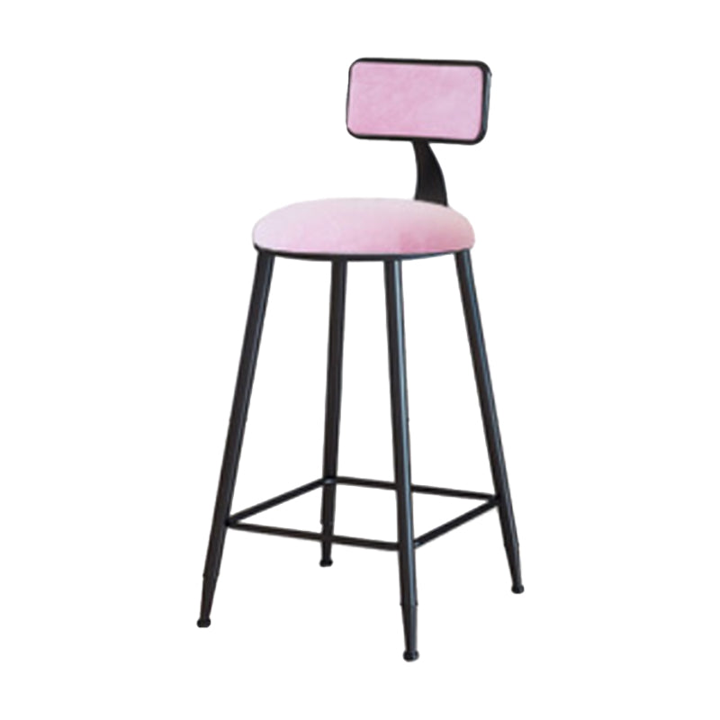 Industrial Armless Backrest Counter Stool Iron Cafe Bar Stool with Velvet Cushion Pink 1 Piece Counter Stool(26"H) Clearhalo 'Bar Furniture' 'Bar Stools' 'bar_stools' 'furn' 'furn_bar_stools' 'Furniture' 'furniture_bar_stools' 'Kitchen & Dining Furniture' 4939615