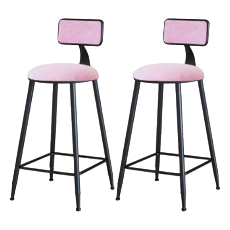 Industrial Armless Backrest Counter Stool Iron Cafe Bar Stool with Velvet Cushion Pink 2 Piece Set Counter Stool(26"H) Clearhalo 'Bar Furniture' 'Bar Stools' 'bar_stools' 'furn' 'furn_bar_stools' 'Furniture' 'furniture_bar_stools' 'Kitchen & Dining Furniture' 4939616