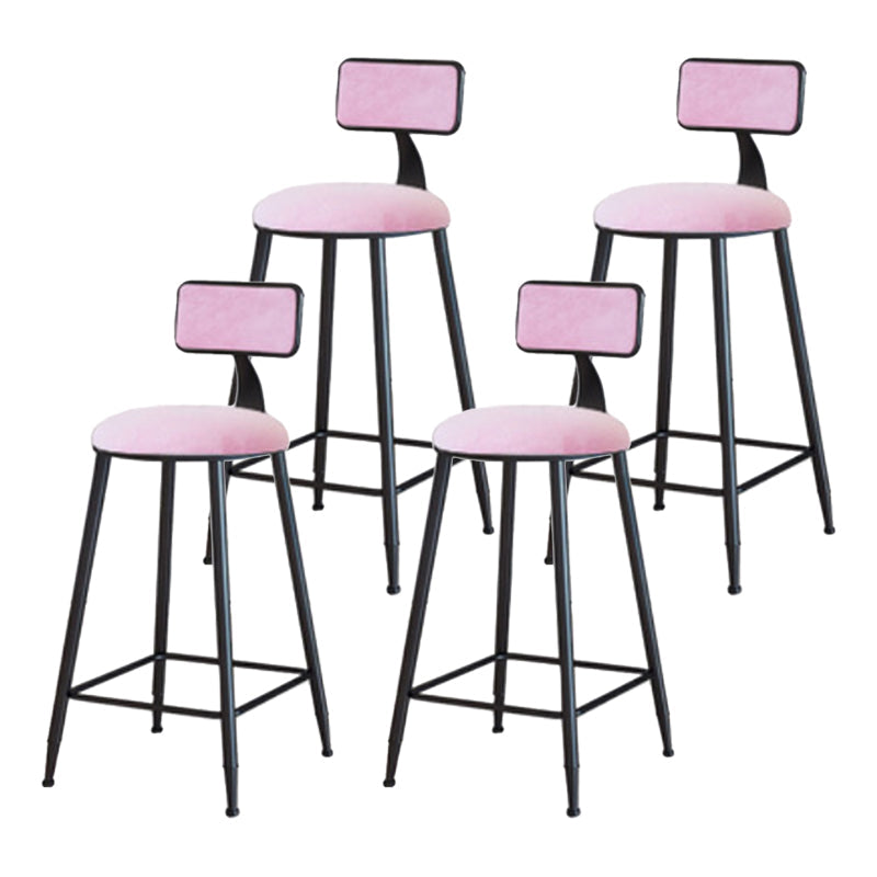 Industrial Armless Backrest Counter Stool Iron Cafe Bar Stool with Velvet Cushion Pink 4 Piece Set Counter Stool(26"H) Clearhalo 'Bar Furniture' 'Bar Stools' 'bar_stools' 'furn' 'furn_bar_stools' 'Furniture' 'furniture_bar_stools' 'Kitchen & Dining Furniture' 4939617