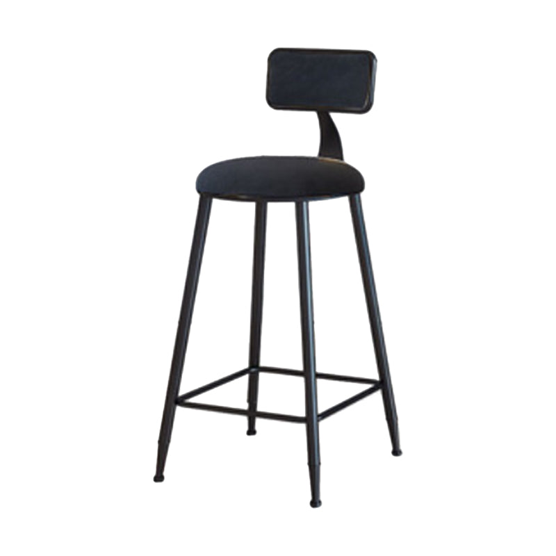 Industrial Armless Backrest Counter Stool Iron Cafe Bar Stool with Velvet Cushion Black 1 Piece Counter Stool(26"H) Clearhalo 'Bar Furniture' 'Bar Stools' 'bar_stools' 'furn' 'furn_bar_stools' 'Furniture' 'furniture_bar_stools' 'Kitchen & Dining Furniture' 4939618