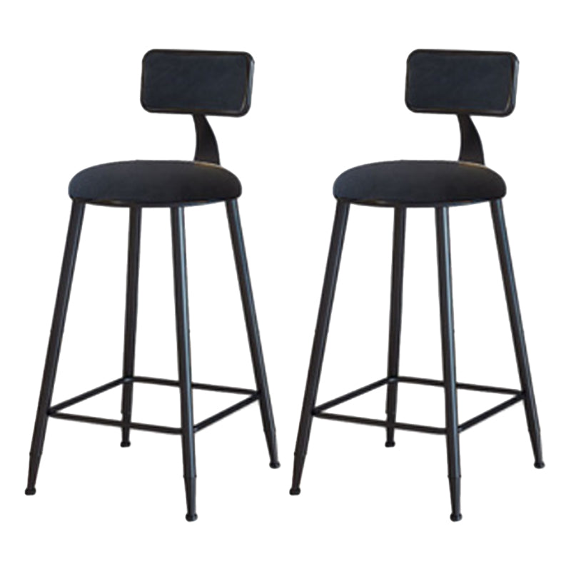 Industrial Armless Backrest Counter Stool Iron Cafe Bar Stool with Velvet Cushion Black 2 Piece Set Counter Stool(26"H) Clearhalo 'Bar Furniture' 'Bar Stools' 'bar_stools' 'furn' 'furn_bar_stools' 'Furniture' 'furniture_bar_stools' 'Kitchen & Dining Furniture' 4939619