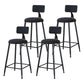 Industrial Armless Backrest Counter Stool Iron Cafe Bar Stool with Velvet Cushion Black 4 Piece Set Counter Stool(26"H) Clearhalo 'Bar Furniture' 'Bar Stools' 'bar_stools' 'furn' 'furn_bar_stools' 'Furniture' 'furniture_bar_stools' 'Kitchen & Dining Furniture' 4939620