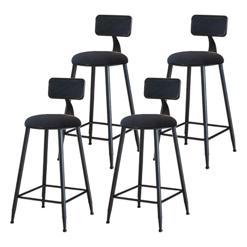 Industrial Armless Backrest Counter Stool Iron Cafe Bar Stool with Velvet Cushion Black 4 Piece Set Counter Stool(26"H) Clearhalo 'Bar Furniture' 'Bar Stools' 'bar_stools' 'furn' 'furn_bar_stools' 'Furniture' 'furniture_bar_stools' 'Kitchen & Dining Furniture' 4939620