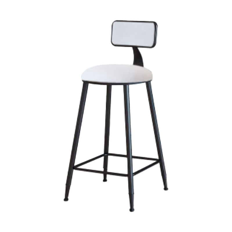 Industrial Armless Backrest Counter Stool Iron Cafe Bar Stool with Velvet Cushion White 1 Piece Counter Stool(26"H) Clearhalo 'Bar Furniture' 'Bar Stools' 'bar_stools' 'furn' 'furn_bar_stools' 'Furniture' 'furniture_bar_stools' 'Kitchen & Dining Furniture' 4939621