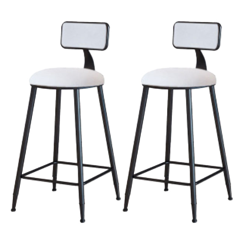 Industrial Armless Backrest Counter Stool Iron Cafe Bar Stool with Velvet Cushion White 2 Piece Set Counter Stool(26"H) Clearhalo 'Bar Furniture' 'Bar Stools' 'bar_stools' 'furn' 'furn_bar_stools' 'Furniture' 'furniture_bar_stools' 'Kitchen & Dining Furniture' 4939622