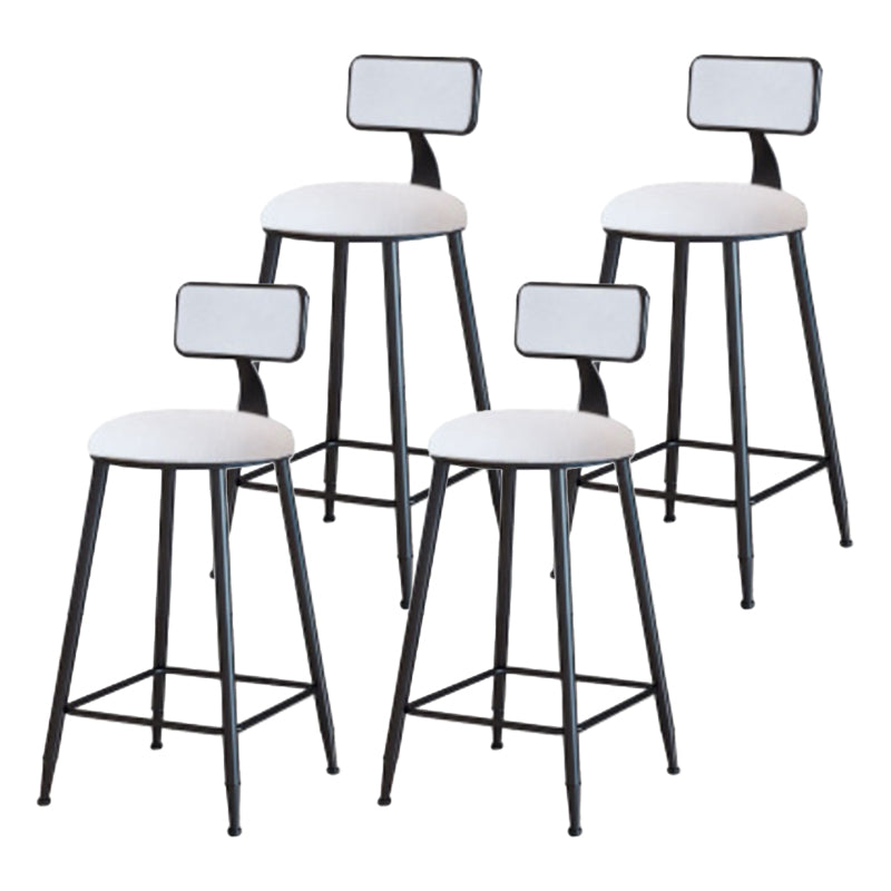 Industrial Armless Backrest Counter Stool Iron Cafe Bar Stool with Velvet Cushion White 4 Piece Set Counter Stool(26"H) Clearhalo 'Bar Furniture' 'Bar Stools' 'bar_stools' 'furn' 'furn_bar_stools' 'Furniture' 'furniture_bar_stools' 'Kitchen & Dining Furniture' 4939623