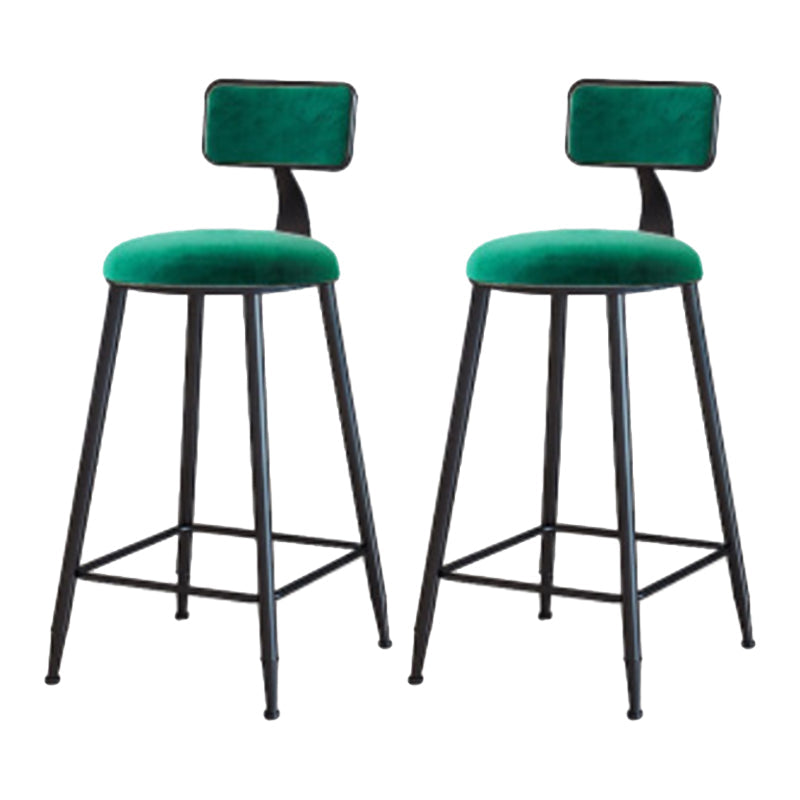 Industrial Armless Backrest Counter Stool Iron Cafe Bar Stool with Velvet Cushion Green 2 Piece Set Counter Stool(26"H) Clearhalo 'Bar Furniture' 'Bar Stools' 'bar_stools' 'furn' 'furn_bar_stools' 'Furniture' 'furniture_bar_stools' 'Kitchen & Dining Furniture' 4939625