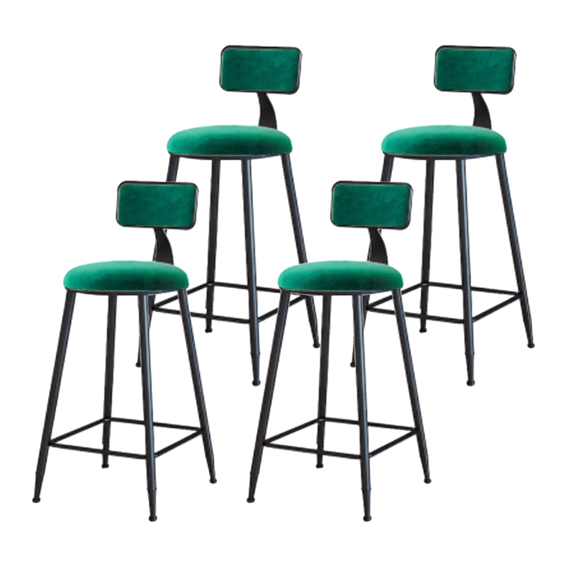 Industrial Armless Backrest Counter Stool Iron Cafe Bar Stool with Velvet Cushion Green 4 Piece Set Counter Stool(26"H) Clearhalo 'Bar Furniture' 'Bar Stools' 'bar_stools' 'furn' 'furn_bar_stools' 'Furniture' 'furniture_bar_stools' 'Kitchen & Dining Furniture' 4939626