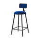 Industrial Armless Backrest Counter Stool Iron Cafe Bar Stool with Velvet Cushion Blue 1 Piece Counter Stool(26"H) Clearhalo 'Bar Furniture' 'Bar Stools' 'bar_stools' 'furn' 'furn_bar_stools' 'Furniture' 'furniture_bar_stools' 'Kitchen & Dining Furniture' 4939627