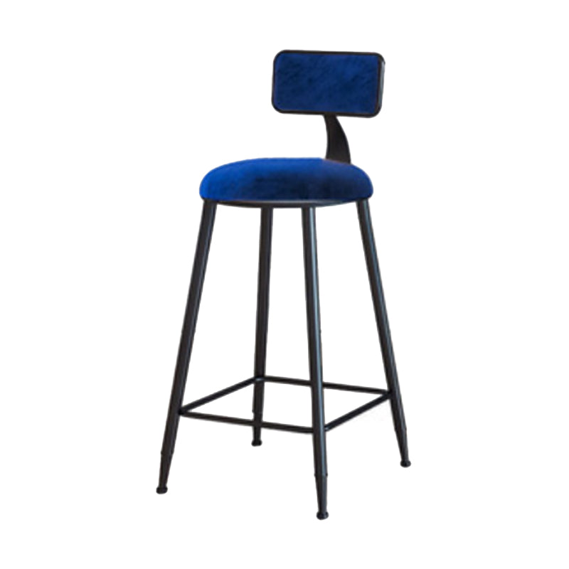 Industrial Armless Backrest Counter Stool Iron Cafe Bar Stool with Velvet Cushion Blue 1 Piece Counter Stool(26"H) Clearhalo 'Bar Furniture' 'Bar Stools' 'bar_stools' 'furn' 'furn_bar_stools' 'Furniture' 'furniture_bar_stools' 'Kitchen & Dining Furniture' 4939627