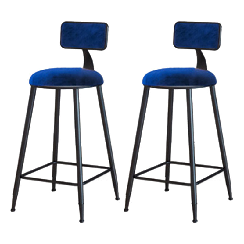 Industrial Armless Backrest Counter Stool Iron Cafe Bar Stool with Velvet Cushion Blue 2 Piece Set Counter Stool(26"H) Clearhalo 'Bar Furniture' 'Bar Stools' 'bar_stools' 'furn' 'furn_bar_stools' 'Furniture' 'furniture_bar_stools' 'Kitchen & Dining Furniture' 4939628