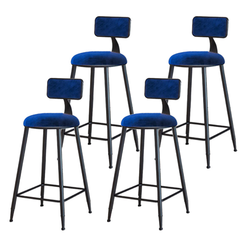 Industrial Armless Backrest Counter Stool Iron Cafe Bar Stool with Velvet Cushion Blue 4 Piece Set Counter Stool(26"H) Clearhalo 'Bar Furniture' 'Bar Stools' 'bar_stools' 'furn' 'furn_bar_stools' 'Furniture' 'furniture_bar_stools' 'Kitchen & Dining Furniture' 4939629