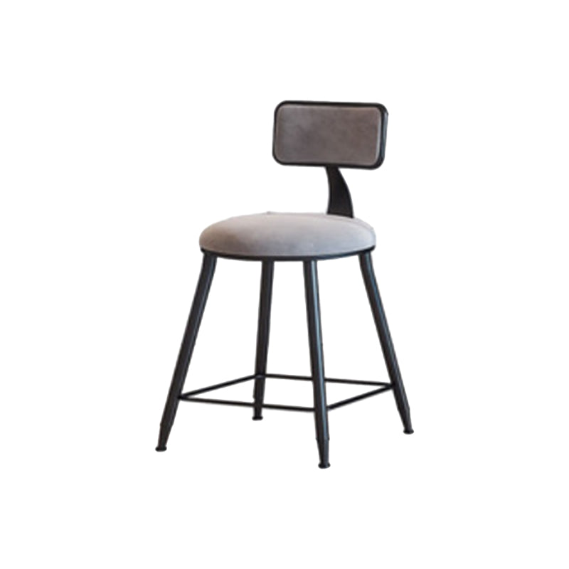 Industrial Armless Backrest Counter Stool Iron Cafe Bar Stool with Velvet Cushion Gray 1 Piece Short Stool(18"H) Clearhalo 'Bar Furniture' 'Bar Stools' 'bar_stools' 'furn' 'furn_bar_stools' 'Furniture' 'furniture_bar_stools' 'Kitchen & Dining Furniture' 4939630