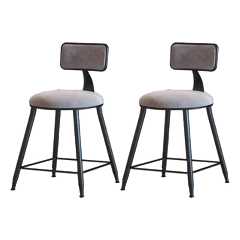 Industrial Armless Backrest Counter Stool Iron Cafe Bar Stool with Velvet Cushion Gray 2 Piece Set Short Stool(18"H) Clearhalo 'Bar Furniture' 'Bar Stools' 'bar_stools' 'furn' 'furn_bar_stools' 'Furniture' 'furniture_bar_stools' 'Kitchen & Dining Furniture' 4939631
