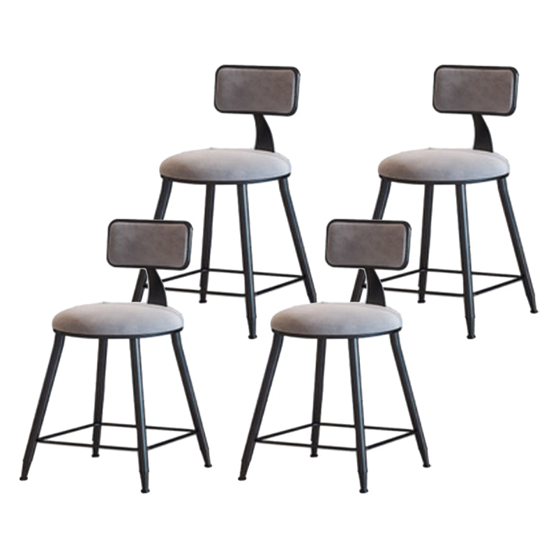 Industrial Armless Backrest Counter Stool Iron Cafe Bar Stool with Velvet Cushion Gray 4 Piece Set Short Stool(18"H) Clearhalo 'Bar Furniture' 'Bar Stools' 'bar_stools' 'furn' 'furn_bar_stools' 'Furniture' 'furniture_bar_stools' 'Kitchen & Dining Furniture' 4939632