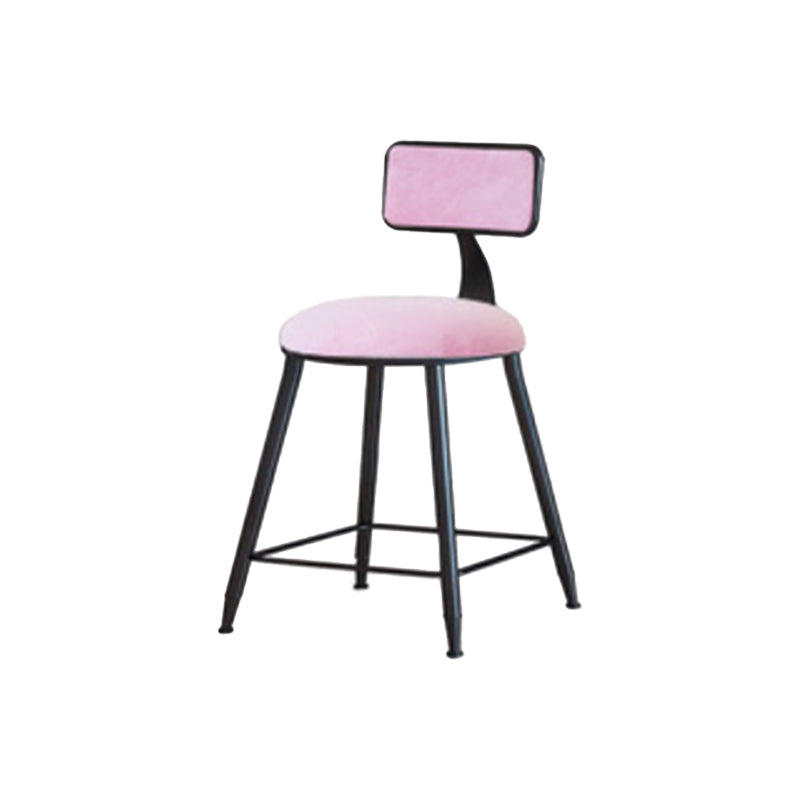 Industrial Armless Backrest Counter Stool Iron Cafe Bar Stool with Velvet Cushion Pink 1 Piece Short Stool(18"H) Clearhalo 'Bar Furniture' 'Bar Stools' 'bar_stools' 'furn' 'furn_bar_stools' 'Furniture' 'furniture_bar_stools' 'Kitchen & Dining Furniture' 4939633