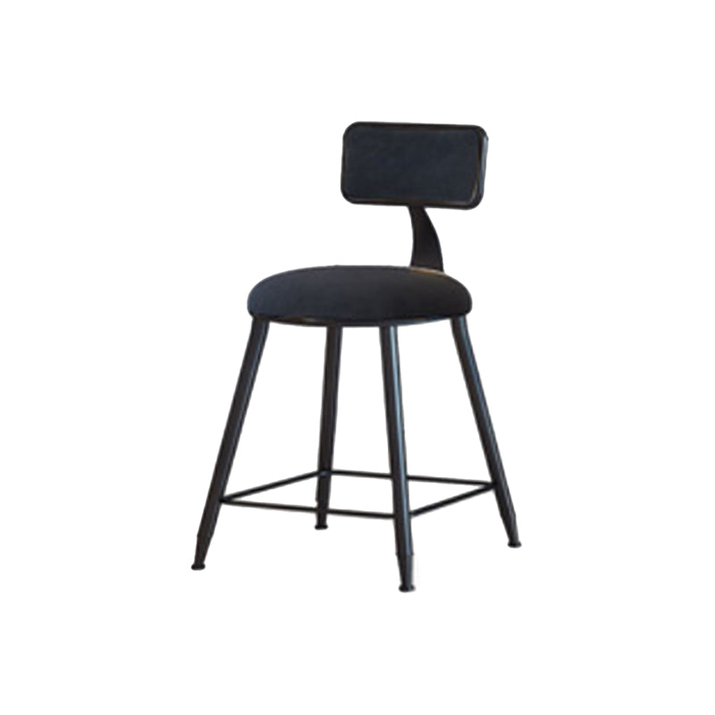 Industrial Armless Backrest Counter Stool Iron Cafe Bar Stool with Velvet Cushion Black 1 Piece Short Stool(18"H) Clearhalo 'Bar Furniture' 'Bar Stools' 'bar_stools' 'furn' 'furn_bar_stools' 'Furniture' 'furniture_bar_stools' 'Kitchen & Dining Furniture' 4939636