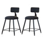 Industrial Armless Backrest Counter Stool Iron Cafe Bar Stool with Velvet Cushion Black 2 Piece Set Short Stool(18"H) Clearhalo 'Bar Furniture' 'Bar Stools' 'bar_stools' 'furn' 'furn_bar_stools' 'Furniture' 'furniture_bar_stools' 'Kitchen & Dining Furniture' 4939637