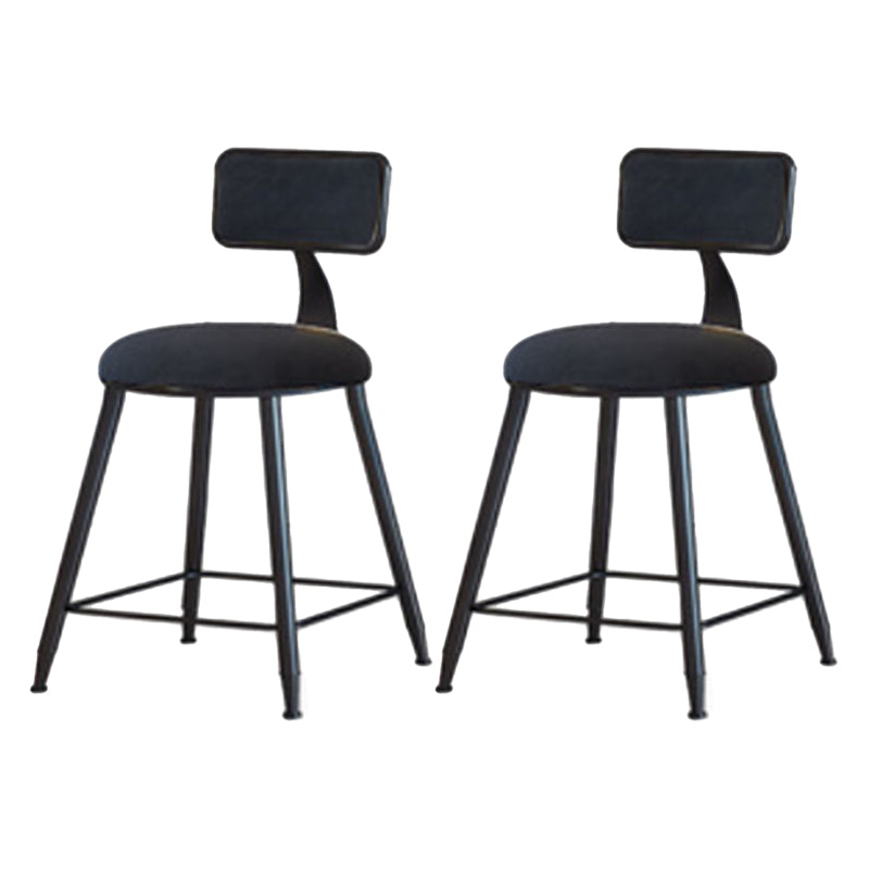 Industrial Armless Backrest Counter Stool Iron Cafe Bar Stool with Velvet Cushion Black 2 Piece Set Short Stool(18"H) Clearhalo 'Bar Furniture' 'Bar Stools' 'bar_stools' 'furn' 'furn_bar_stools' 'Furniture' 'furniture_bar_stools' 'Kitchen & Dining Furniture' 4939637