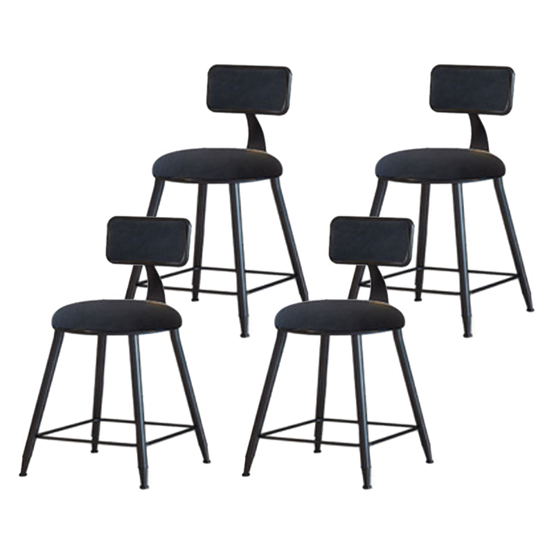 Industrial Armless Backrest Counter Stool Iron Cafe Bar Stool with Velvet Cushion Black 4 Piece Set Short Stool(18"H) Clearhalo 'Bar Furniture' 'Bar Stools' 'bar_stools' 'furn' 'furn_bar_stools' 'Furniture' 'furniture_bar_stools' 'Kitchen & Dining Furniture' 4939638
