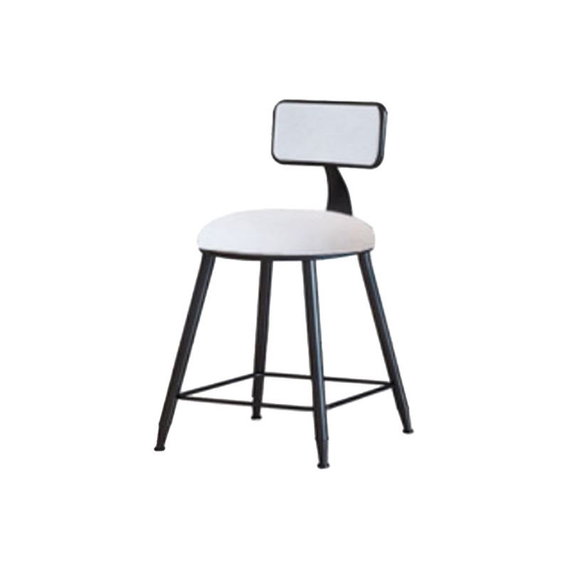 Industrial Armless Backrest Counter Stool Iron Cafe Bar Stool with Velvet Cushion White 1 Piece Short Stool(18"H) Clearhalo 'Bar Furniture' 'Bar Stools' 'bar_stools' 'furn' 'furn_bar_stools' 'Furniture' 'furniture_bar_stools' 'Kitchen & Dining Furniture' 4939639
