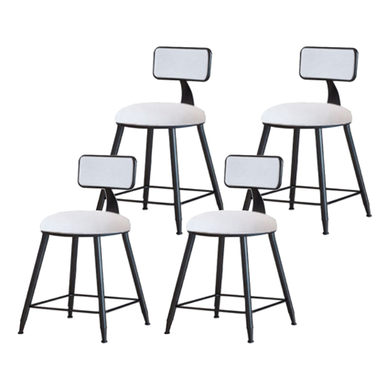 Industrial Armless Backrest Counter Stool Iron Cafe Bar Stool with Velvet Cushion White 4 Piece Set Short Stool(18"H) Clearhalo 'Bar Furniture' 'Bar Stools' 'bar_stools' 'furn' 'furn_bar_stools' 'Furniture' 'furniture_bar_stools' 'Kitchen & Dining Furniture' 4939641