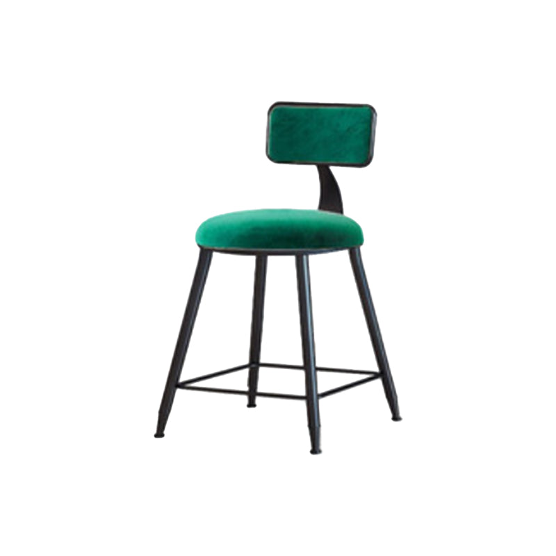 Industrial Armless Backrest Counter Stool Iron Cafe Bar Stool with Velvet Cushion Green 1 Piece Short Stool(18"H) Clearhalo 'Bar Furniture' 'Bar Stools' 'bar_stools' 'furn' 'furn_bar_stools' 'Furniture' 'furniture_bar_stools' 'Kitchen & Dining Furniture' 4939642