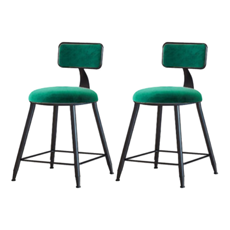 Industrial Armless Backrest Counter Stool Iron Cafe Bar Stool with Velvet Cushion Green 2 Piece Set Short Stool(18"H) Clearhalo 'Bar Furniture' 'Bar Stools' 'bar_stools' 'furn' 'furn_bar_stools' 'Furniture' 'furniture_bar_stools' 'Kitchen & Dining Furniture' 4939643