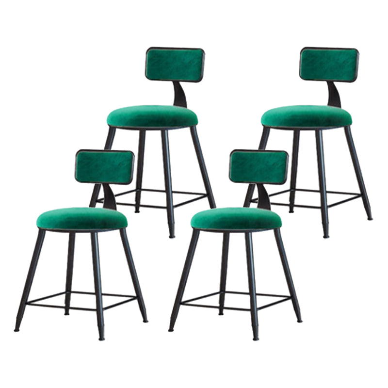 Industrial Armless Backrest Counter Stool Iron Cafe Bar Stool with Velvet Cushion Green 4 Piece Set Short Stool(18"H) Clearhalo 'Bar Furniture' 'Bar Stools' 'bar_stools' 'furn' 'furn_bar_stools' 'Furniture' 'furniture_bar_stools' 'Kitchen & Dining Furniture' 4939644