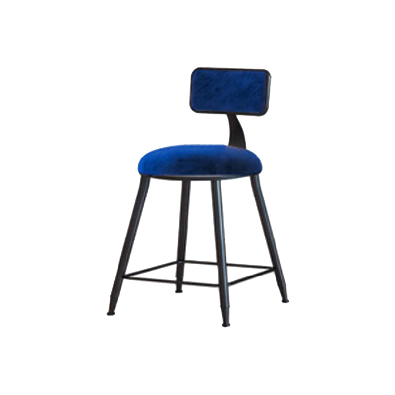 Industrial Armless Backrest Counter Stool Iron Cafe Bar Stool with Velvet Cushion Blue 1 Piece Short Stool(18"H) Clearhalo 'Bar Furniture' 'Bar Stools' 'bar_stools' 'furn' 'furn_bar_stools' 'Furniture' 'furniture_bar_stools' 'Kitchen & Dining Furniture' 4939645