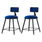Industrial Armless Backrest Counter Stool Iron Cafe Bar Stool with Velvet Cushion Blue 2 Piece Set Short Stool(18"H) Clearhalo 'Bar Furniture' 'Bar Stools' 'bar_stools' 'furn' 'furn_bar_stools' 'Furniture' 'furniture_bar_stools' 'Kitchen & Dining Furniture' 4939646