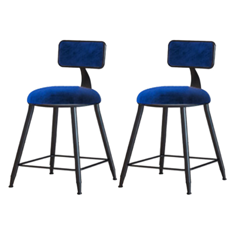 Industrial Armless Backrest Counter Stool Iron Cafe Bar Stool with Velvet Cushion Blue 2 Piece Set Short Stool(18"H) Clearhalo 'Bar Furniture' 'Bar Stools' 'bar_stools' 'furn' 'furn_bar_stools' 'Furniture' 'furniture_bar_stools' 'Kitchen & Dining Furniture' 4939646
