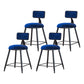 Industrial Armless Backrest Counter Stool Iron Cafe Bar Stool with Velvet Cushion Blue 4 Piece Set Short Stool(18"H) Clearhalo 'Bar Furniture' 'Bar Stools' 'bar_stools' 'furn' 'furn_bar_stools' 'Furniture' 'furniture_bar_stools' 'Kitchen & Dining Furniture' 4939647