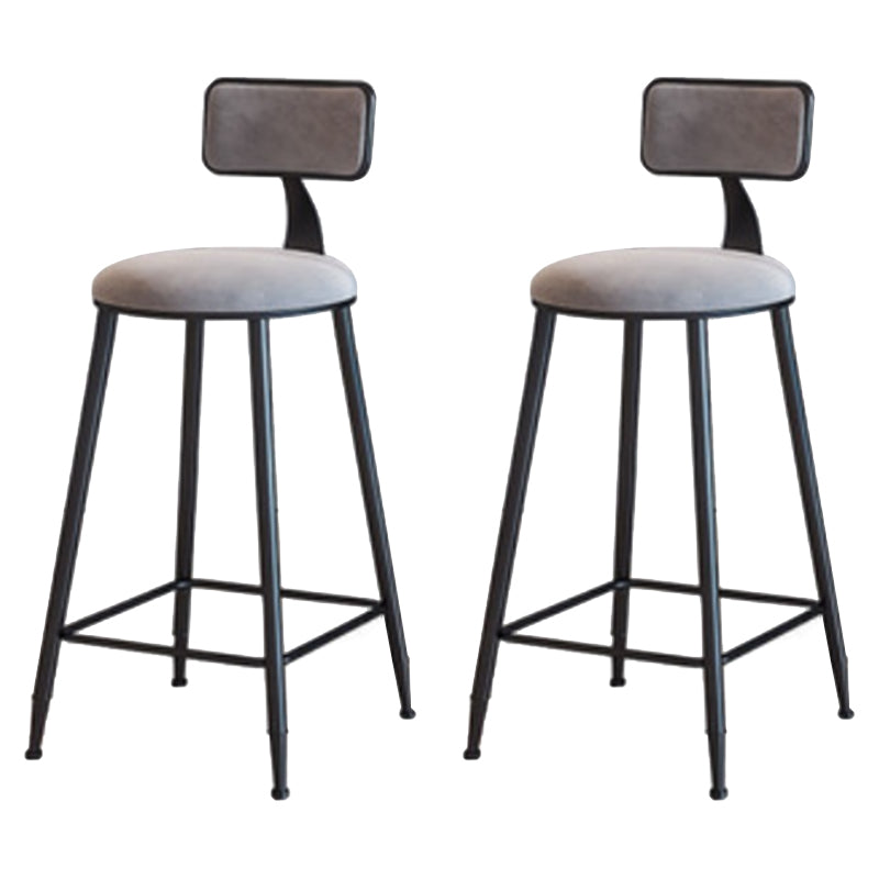 Industrial Armless Backrest Counter Stool Iron Cafe Bar Stool with Velvet Cushion Gray 2 Piece Set Counter Stool(26"H) Clearhalo 'Bar Furniture' 'Bar Stools' 'bar_stools' 'furn' 'furn_bar_stools' 'Furniture' 'furniture_bar_stools' 'Kitchen & Dining Furniture' 4939649