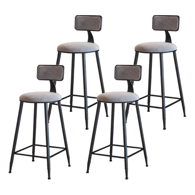 Industrial Armless Backrest Counter Stool Iron Cafe Bar Stool with Velvet Cushion Gray 4 Piece Set Counter Stool(26"H) Clearhalo 'Bar Furniture' 'Bar Stools' 'bar_stools' 'furn' 'furn_bar_stools' 'Furniture' 'furniture_bar_stools' 'Kitchen & Dining Furniture' 4939650