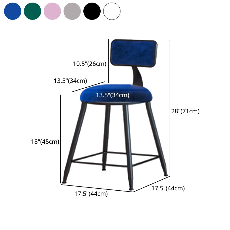 Industrial Armless Backrest Counter Stool Iron Cafe Bar Stool with Velvet Cushion Clearhalo 'Bar Furniture' 'Bar Stools' 'bar_stools' 'furn' 'furn_bar_stools' 'Furniture' 'furniture_bar_stools' 'Kitchen & Dining Furniture' 4939651