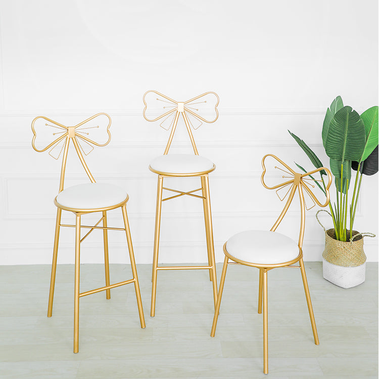 Glam Armless Backrest Counter Stool Iron Dessert Shop Bar Stool with Cushion and Pedal Clearhalo 'Bar Furniture' 'Bar Stools' 'bar_stools' 'furn' 'furn_bar_stools' 'Furniture' 'furniture_bar_stools' 'Kitchen & Dining Furniture' 4939654