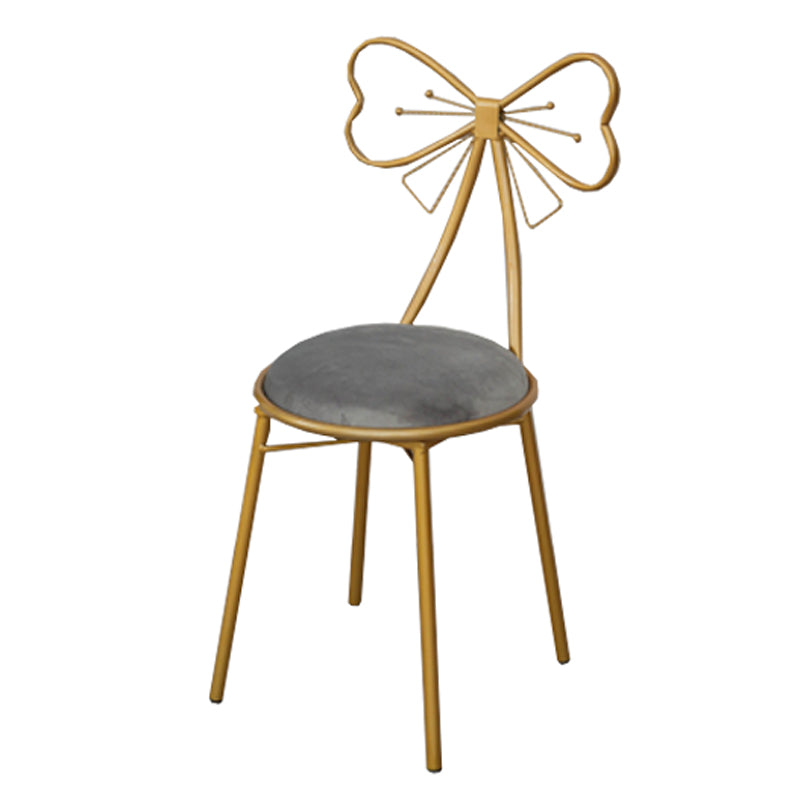 Glam Armless Backrest Counter Stool Iron Dessert Shop Bar Stool with Cushion and Pedal Grey 1 Piece Short Stool(18"H) Clearhalo 'Bar Furniture' 'Bar Stools' 'bar_stools' 'furn' 'furn_bar_stools' 'Furniture' 'furniture_bar_stools' 'Kitchen & Dining Furniture' 4939655