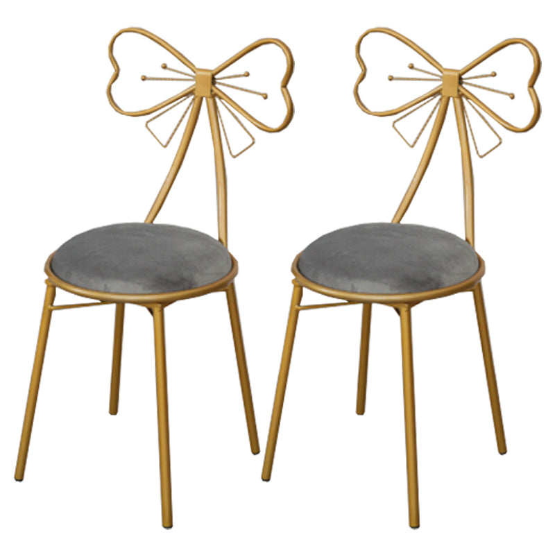 Glam Armless Backrest Counter Stool Iron Dessert Shop Bar Stool with Cushion and Pedal Grey 2 Piece Set Short Stool(18"H) Clearhalo 'Bar Furniture' 'Bar Stools' 'bar_stools' 'furn' 'furn_bar_stools' 'Furniture' 'furniture_bar_stools' 'Kitchen & Dining Furniture' 4939656
