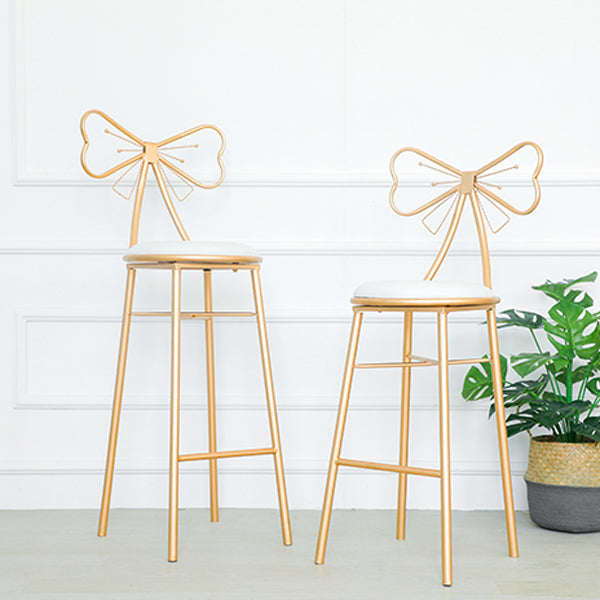 Glam Armless Backrest Counter Stool Iron Dessert Shop Bar Stool with Cushion and Pedal Clearhalo 'Bar Furniture' 'Bar Stools' 'bar_stools' 'furn' 'furn_bar_stools' 'Furniture' 'furniture_bar_stools' 'Kitchen & Dining Furniture' 4939657